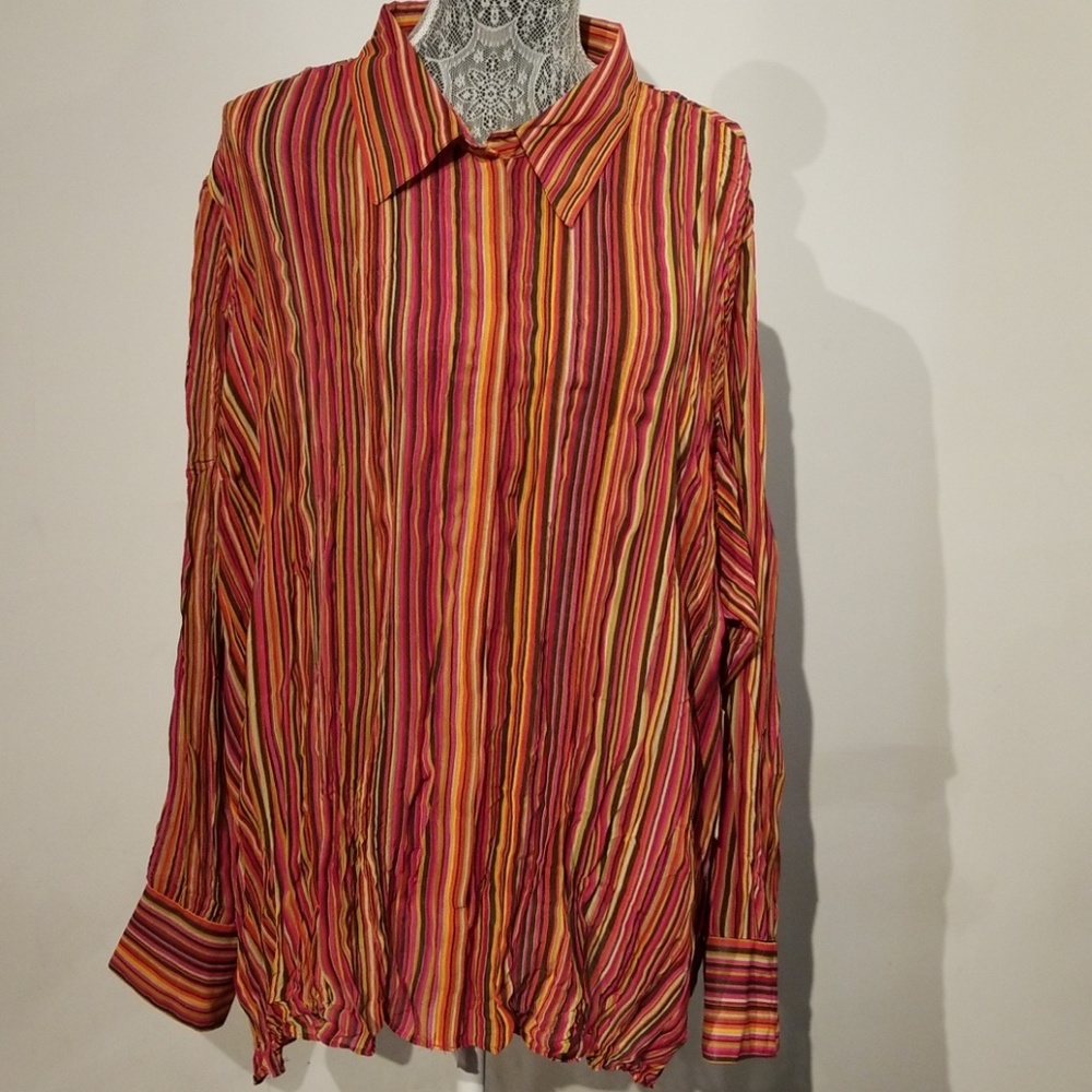 Milano Woman Striped Long Sleeve Snap Down Shirt
